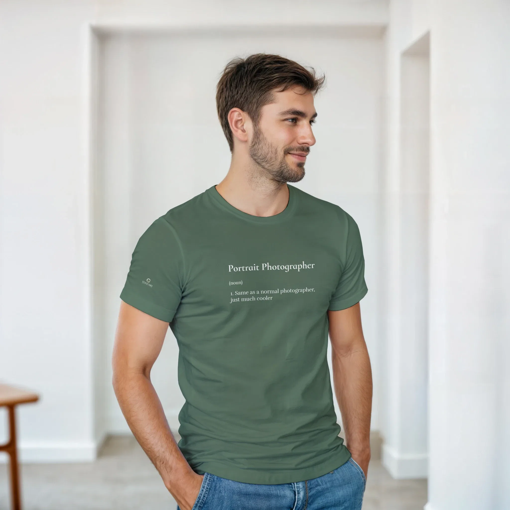 Portrait Photographer Unisex Heavy Cotton T-Shirt. Military Green