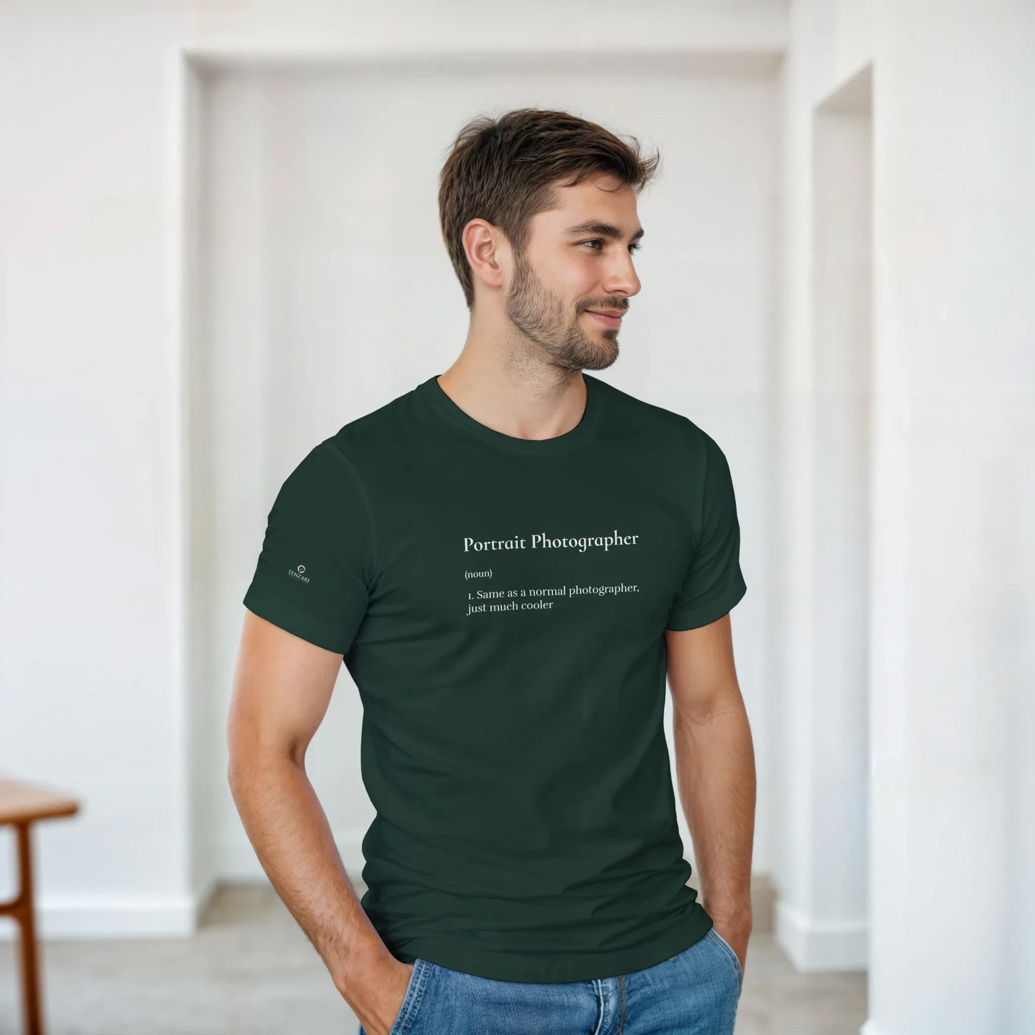 Portrait Photographer Unisex Heavy Cotton T-Shirt. Forest Green
