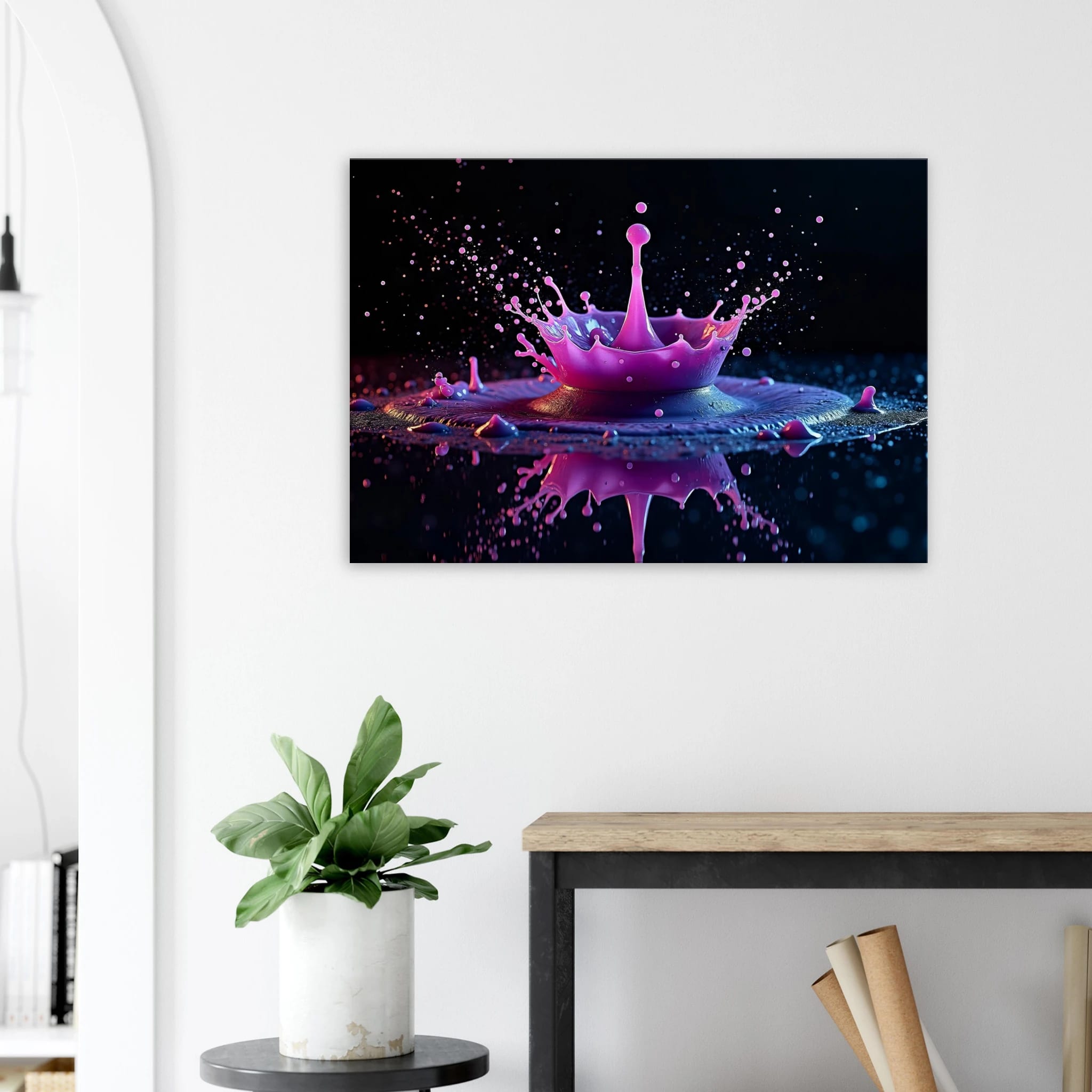 Crown of Neon Rain – Liquid Crown Canvas Wall Art