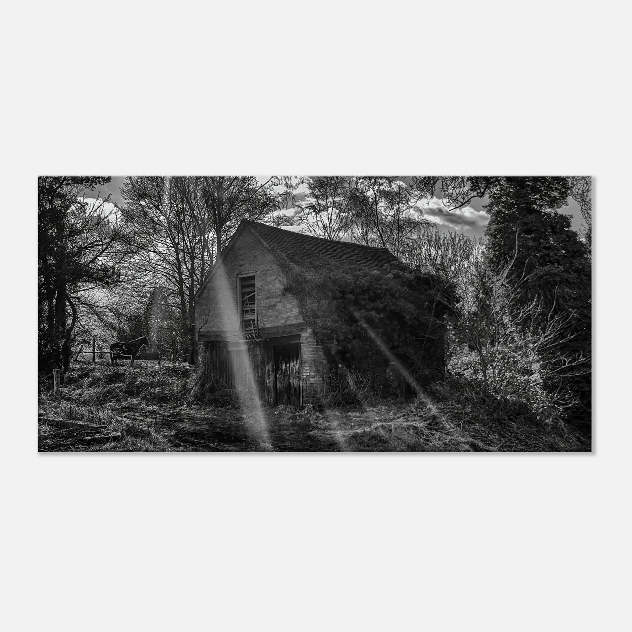 The Forgotten Outbuilding – Black and White Rural Photography Canvas Wall Art