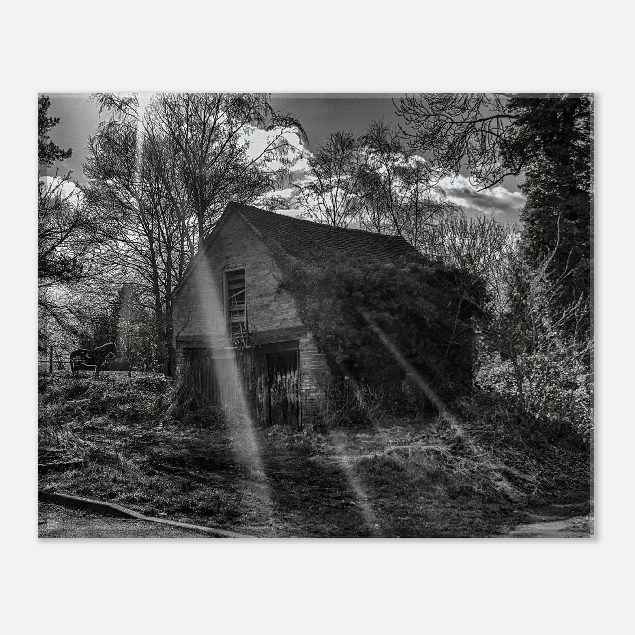 The Forgotten Outbuilding – Black and White Rural Photography Canvas Wall Art