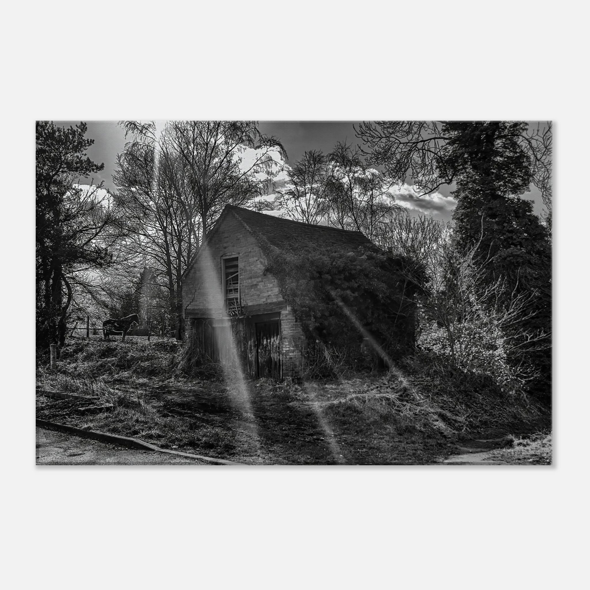 The Forgotten Outbuilding – Black and White Rural Photography Canvas Wall Art